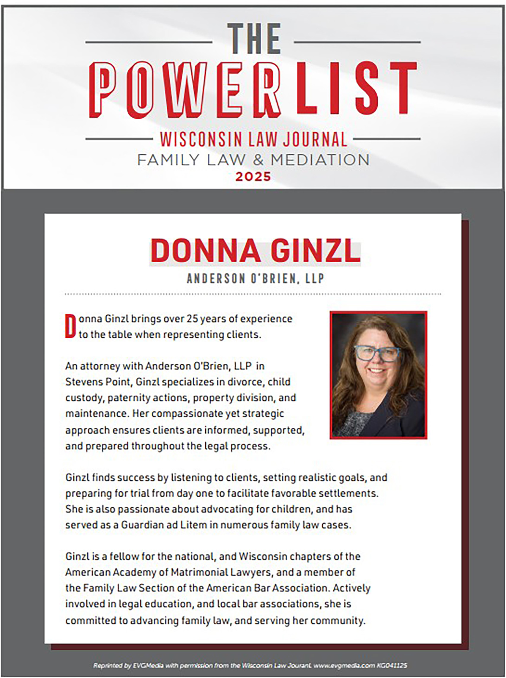 Attorney Ginzl Named to the Law Journal Powerlist